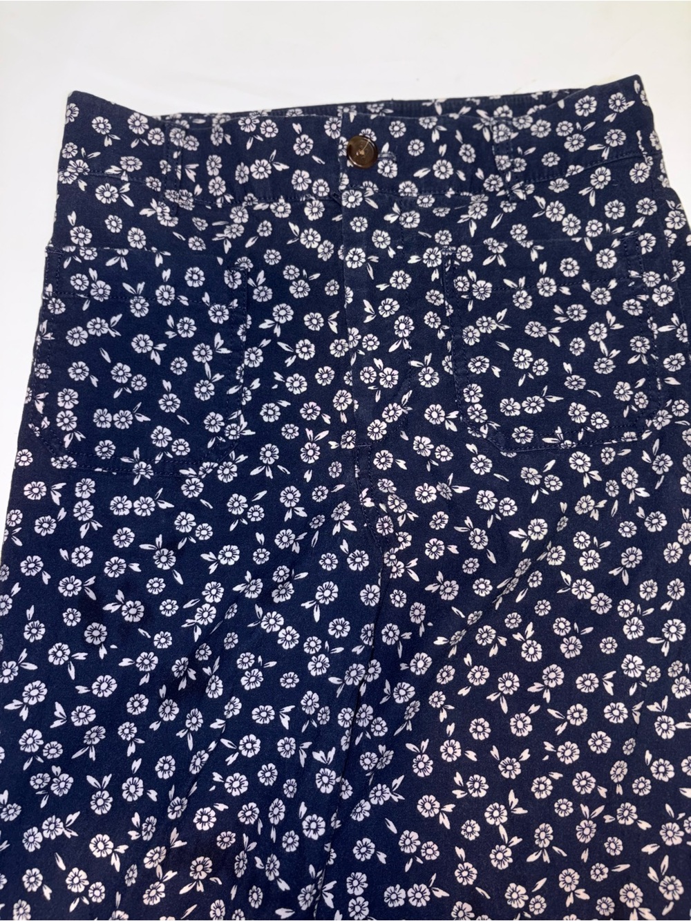 J.Crew Lizzie high-rise wide-leg pants navy blue white floral print size 24 - Picture 13 of 13